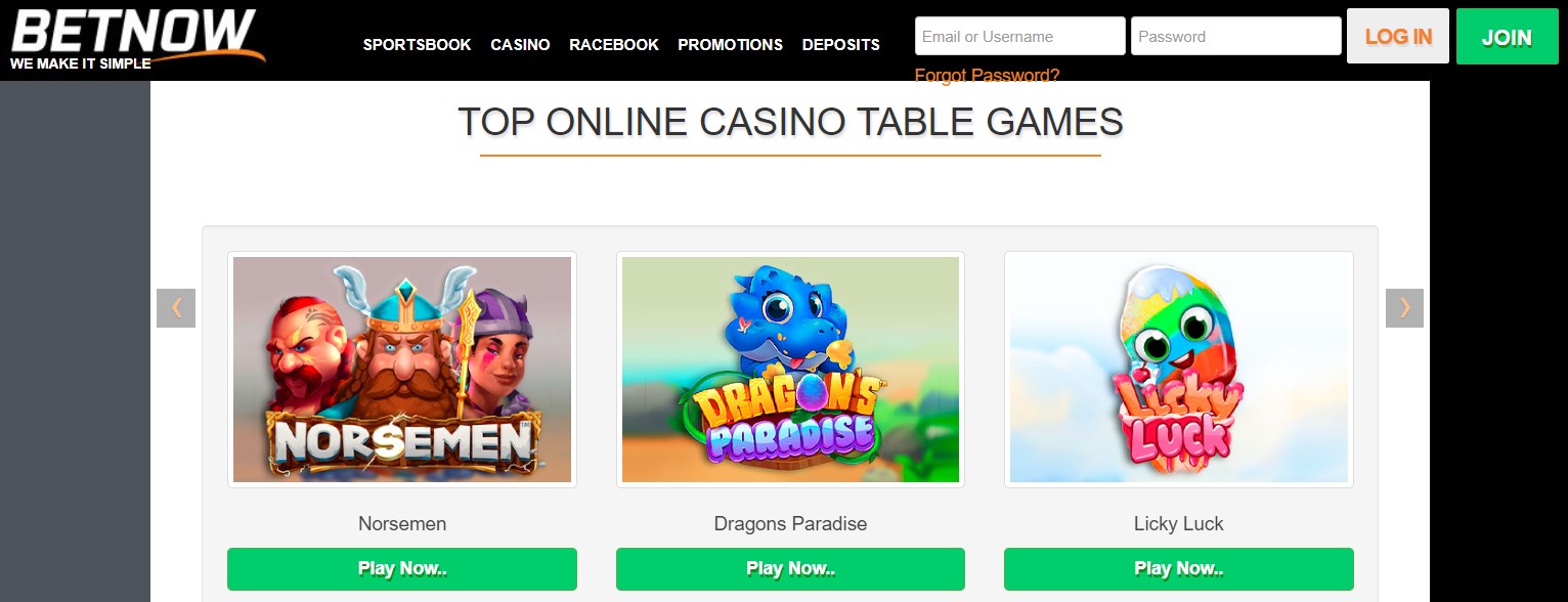 BetNow Casino Games