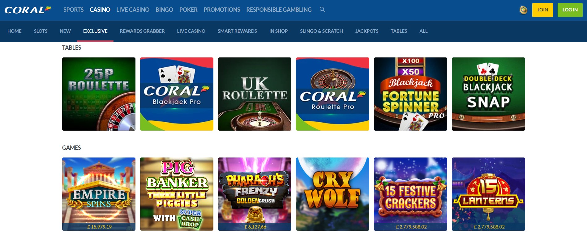 Coral Casino Games