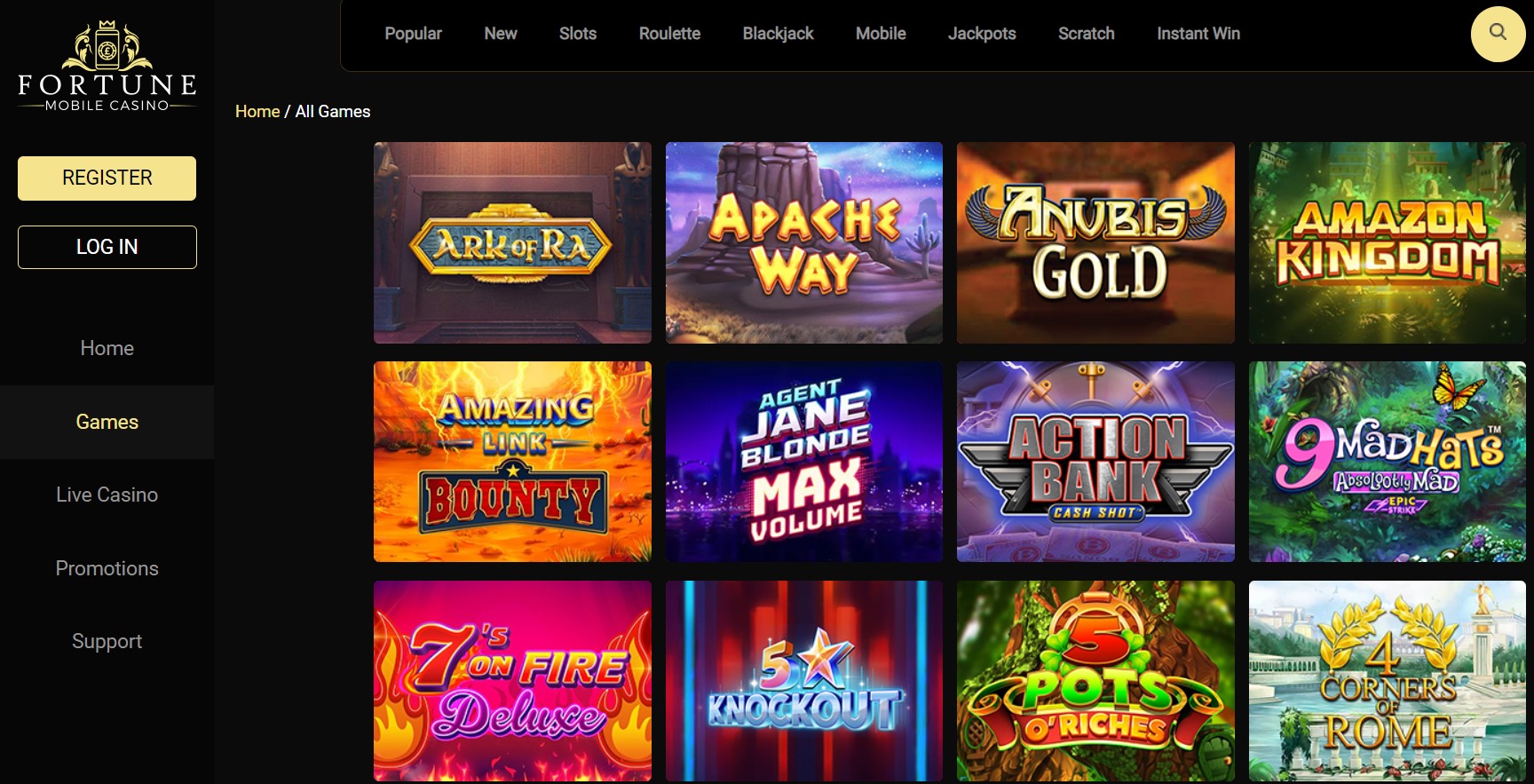 Fortune Mobile Casino Games Review