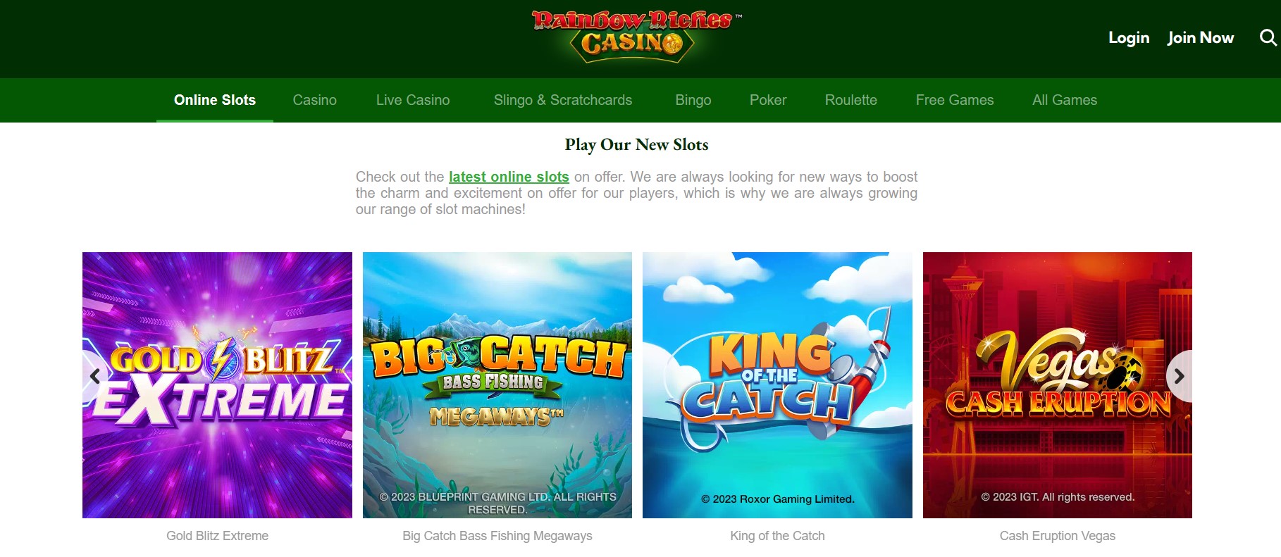 Rainbow Riches Casino Games Review