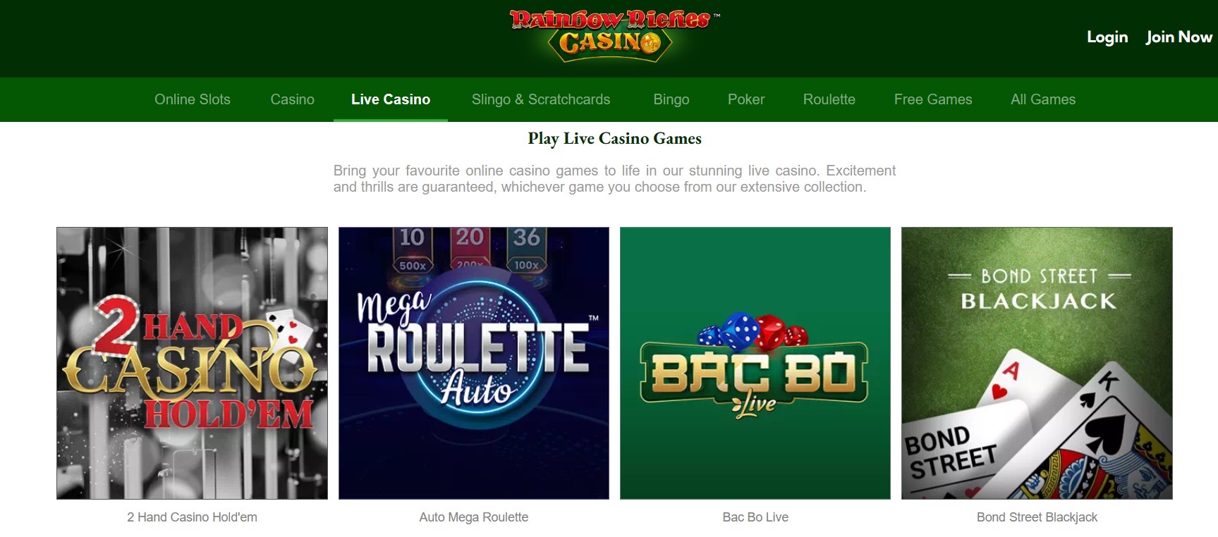 Rainbow Riches Live Casino Review