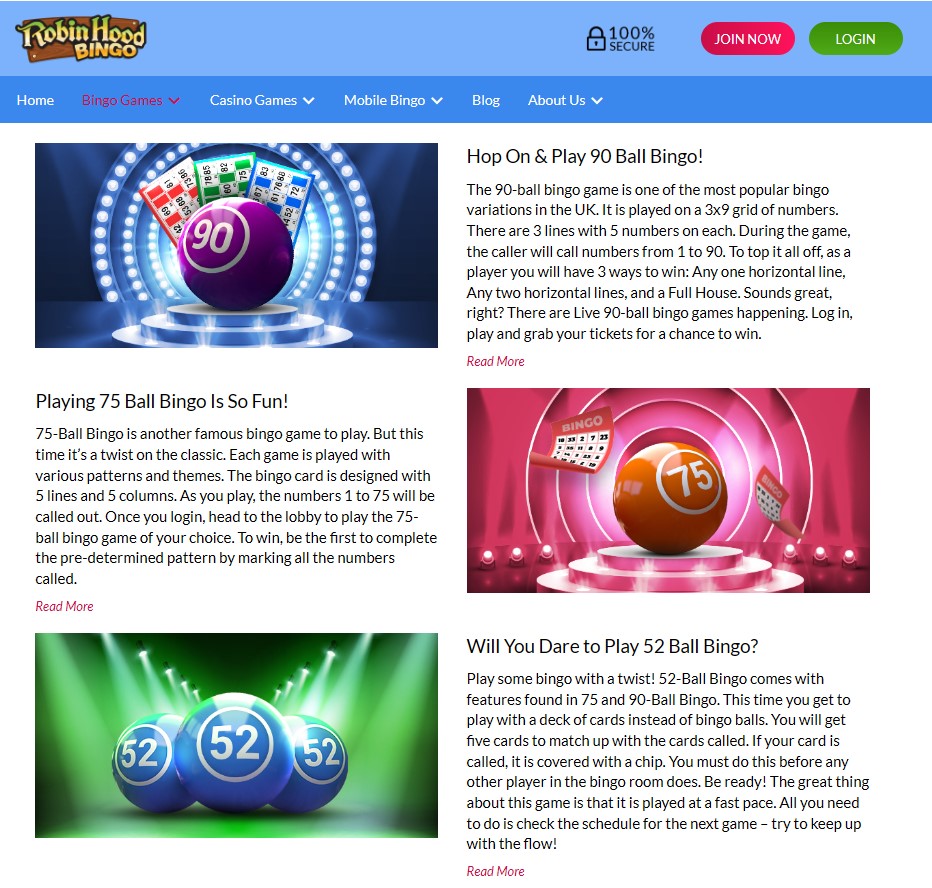 Robin Hood Bingo Sister Sites and Robin Hood Bingo Review