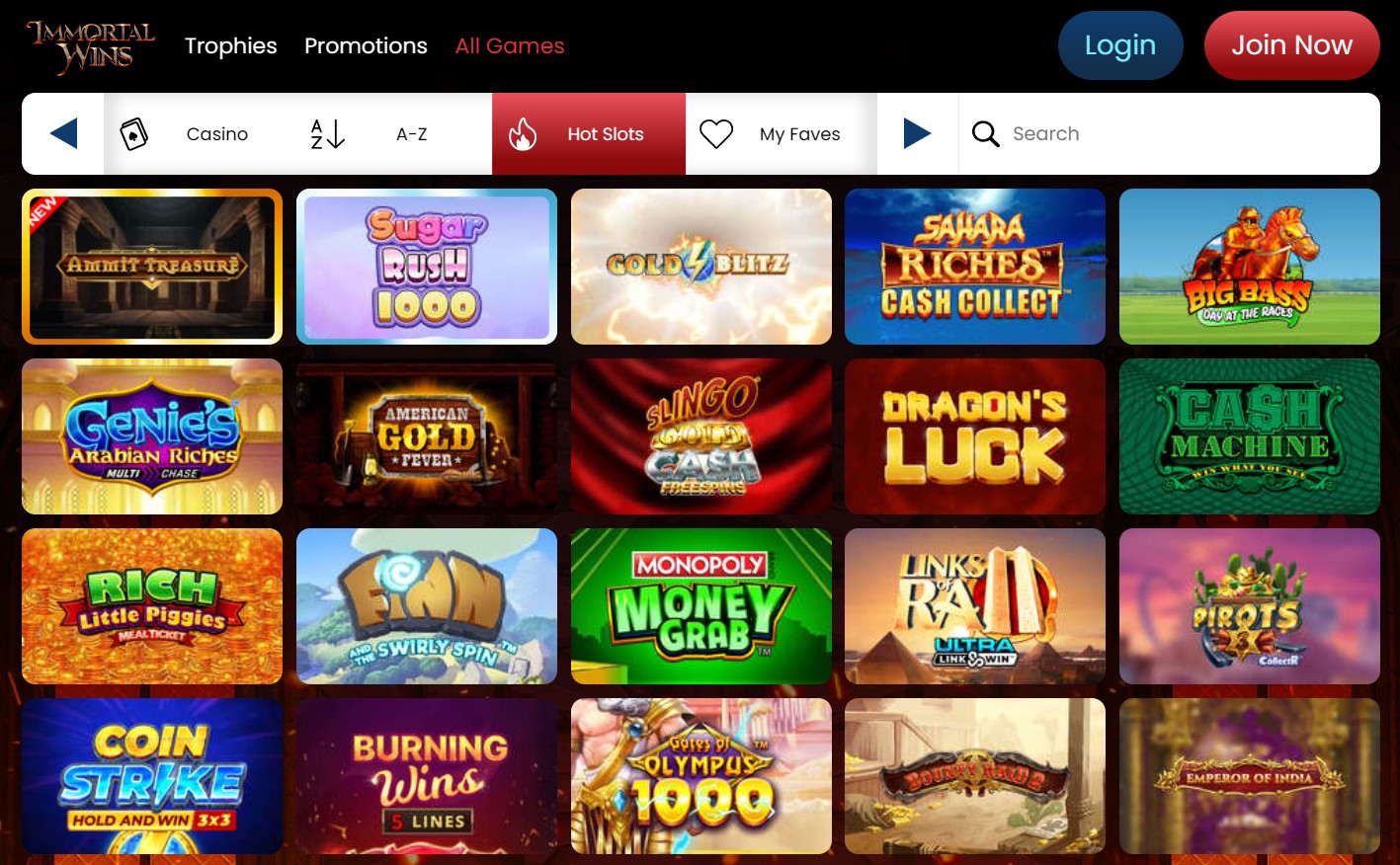 Immortal Wins Casino Review and Casino Games