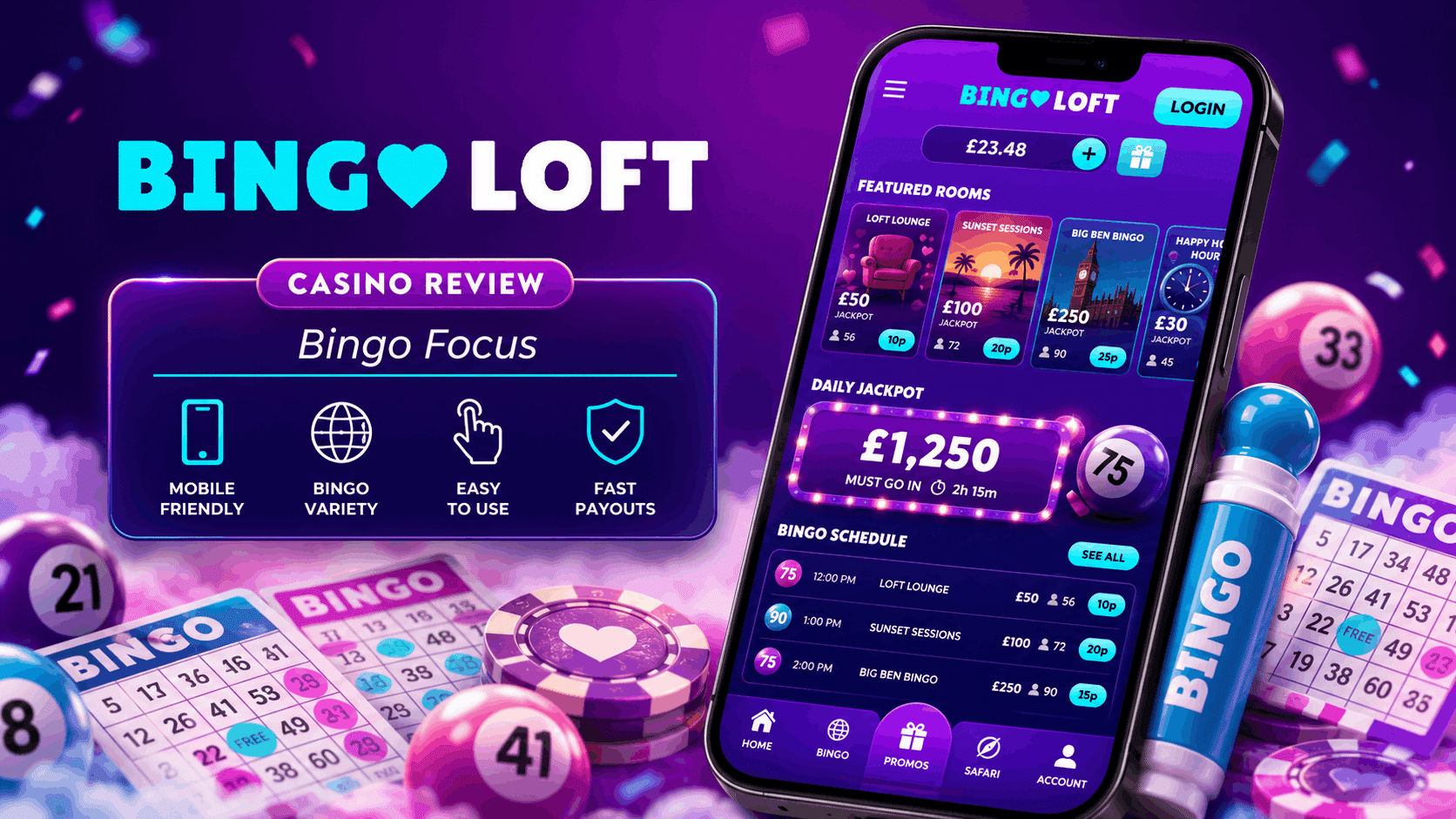 Bingo Loft Review - Welcome Bonus Bingo Games Mobile Casino Slots | SistersSites.co.uk Bingo Loft Review - Welcome Bonus Bingo Games Mobile Casino Slots