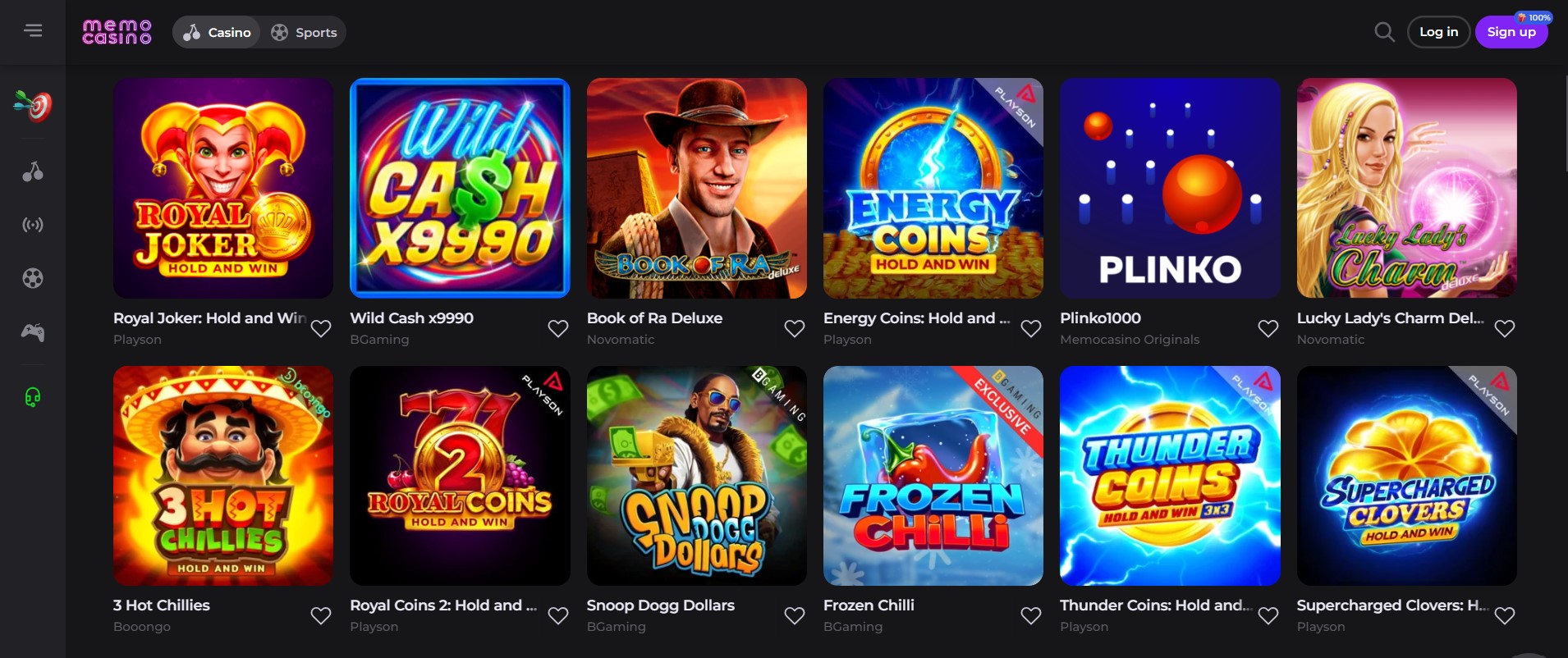 Memo Casino Top Games