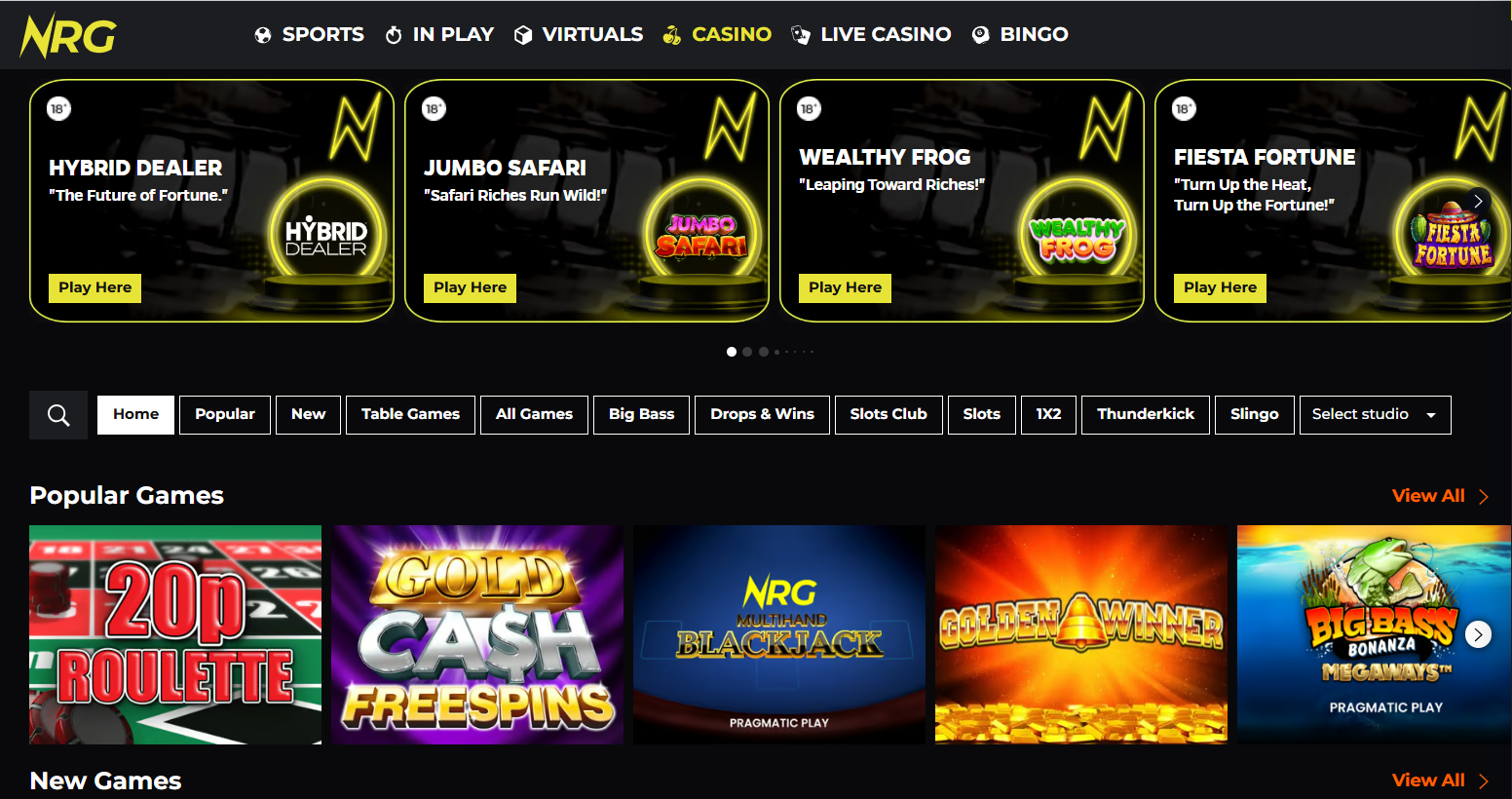 NRG Bet Casino Games