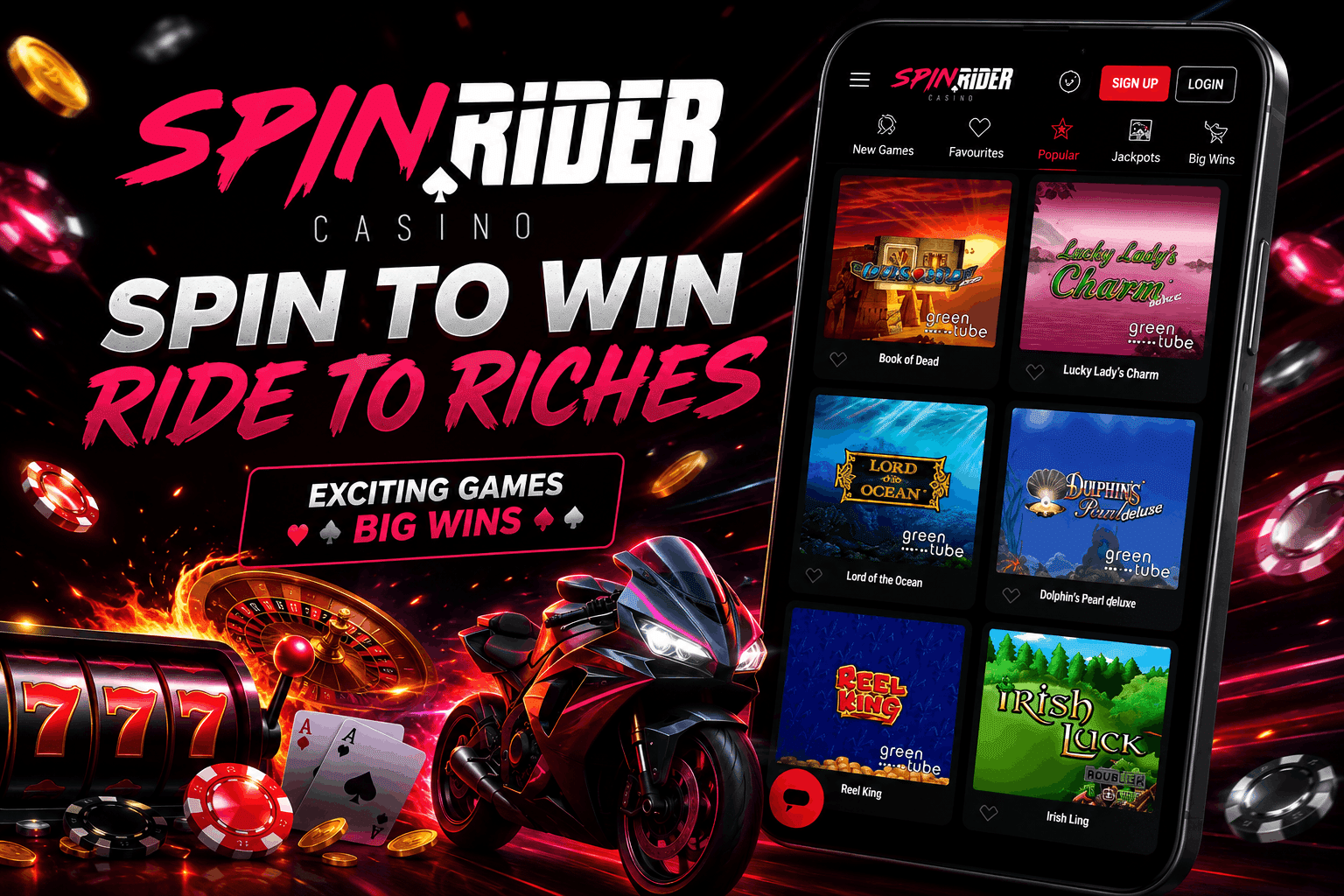 Spin Rider Casino Review - Welcome Bonus Mobile App Casino Slots and more White Hat Gaming Features | SistersSites.co.uk Spin Rider Casino Review - Welcome Bonus Mobile App Casino Slots and more White Hat Gaming Features