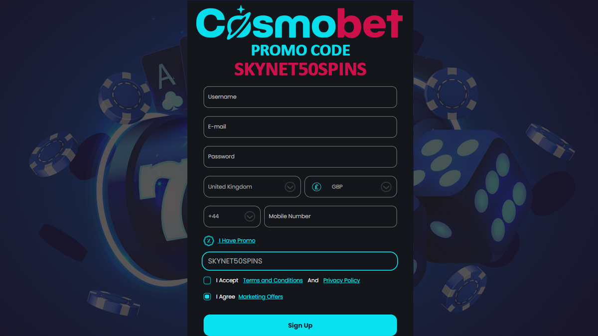 Latest Cosmobet Promo Code – SKYNET50SPINS Cosmobet Bonus Code for 50 Free Spins