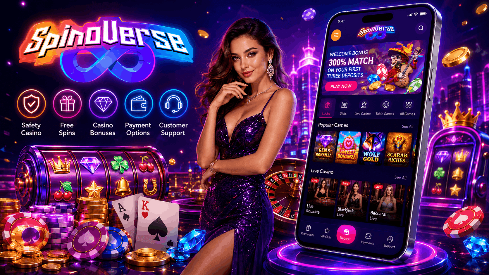 SpinoVerse Casino Review - Welcome Bonuses Mobile App Casino Games Alternatives and More | SistersSites.co.uk SpinoVerse Casino Review - Welcome Bonuses Mobile App Casino Games Alternatives and More