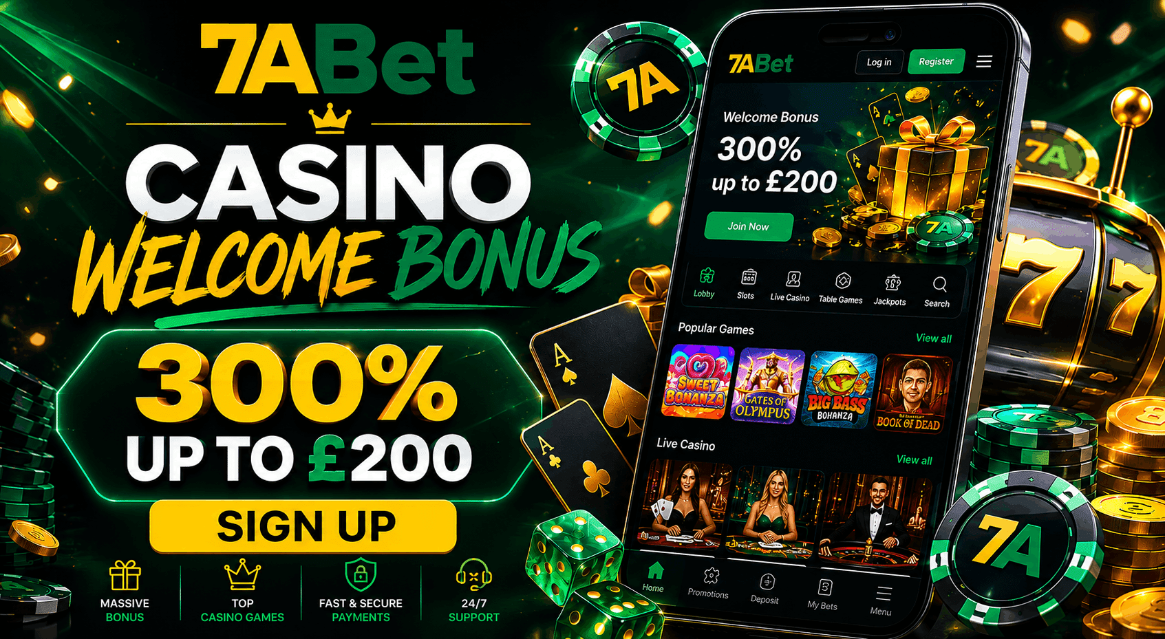7ABet Casino Exclusive Welcome Bonus for UK Players | SistersSites.co.uk 7ABet Casino Exclusive Welcome Bonus for UK Players