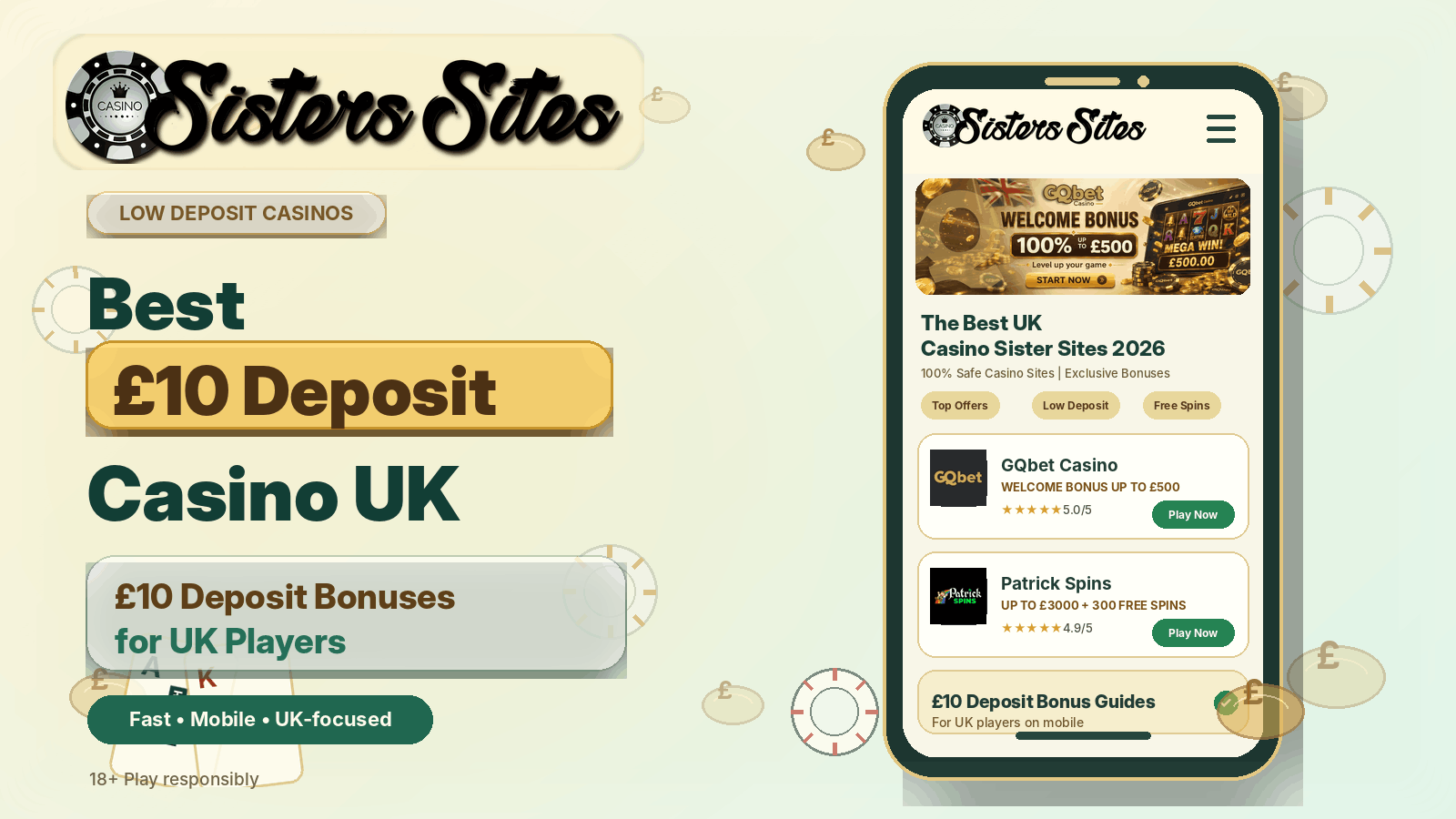 Best £10 Deposit Casino UK - £10 Deposit Bonuses for UK Players | SistersSites.co.uk £10 Deposit Casino UK - £10 Deposit Bonuses for UK Players