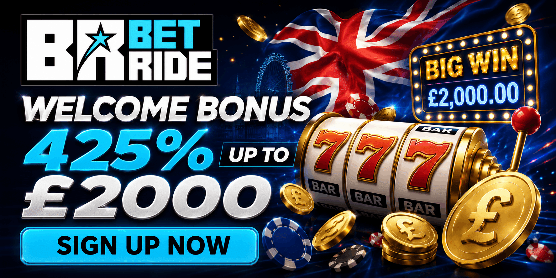 BetRide Casino Exclusive Welcome Bonus for UK Players | SistersSites.co.uk BetRide Casino Exclusive Welcome Bonus for UK Players