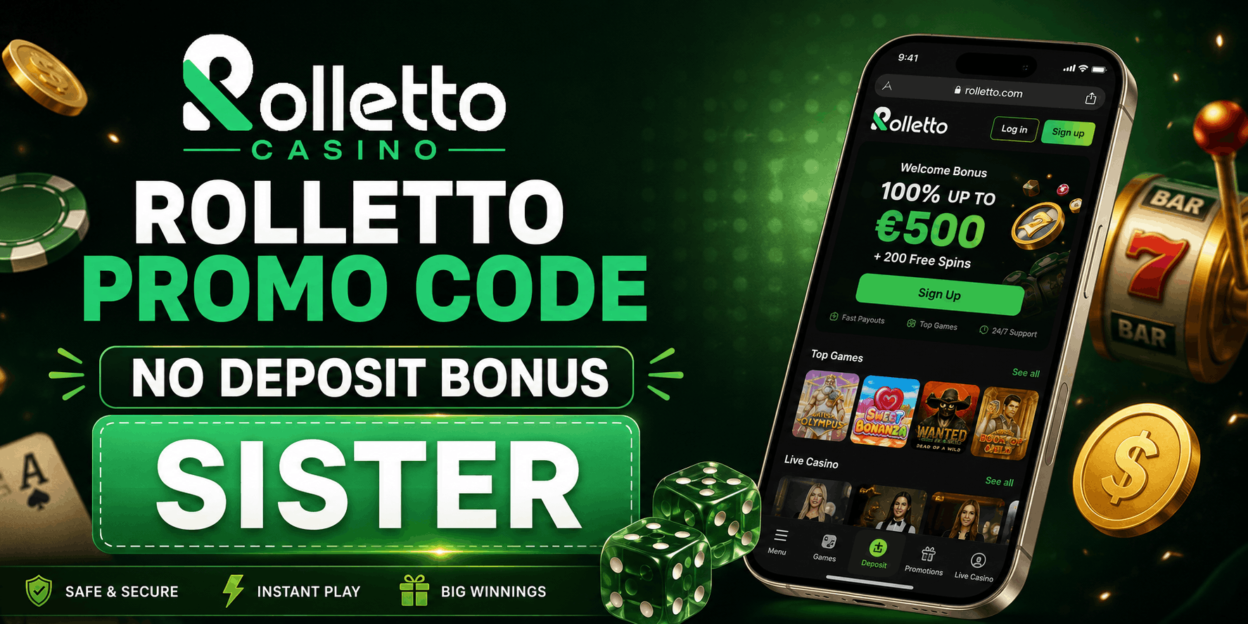Rolletto Promo Code No Deposit Bonus - SISTER | SistersSites.co.uk Rolletto Promo Code No Deposit Bonus - SISTER