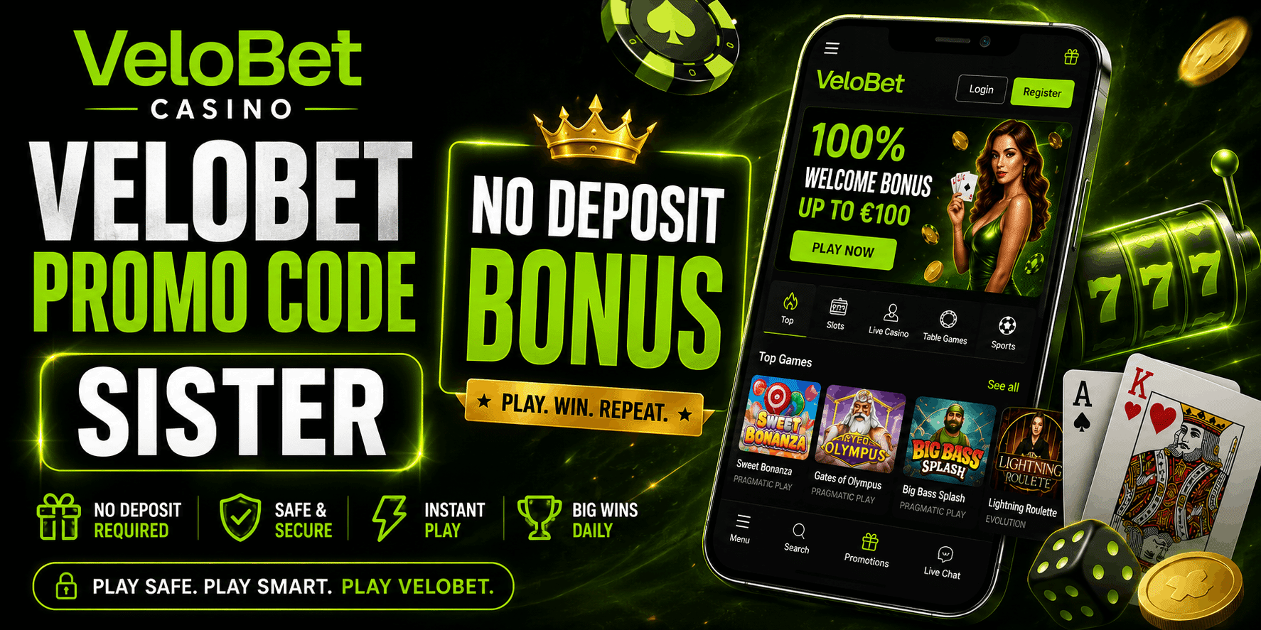 Velobet Promo Code No Deposit Bonus - SISTER | SistersSites.co.uk Velobet Promo Code No Deposit Bonus - SISTER