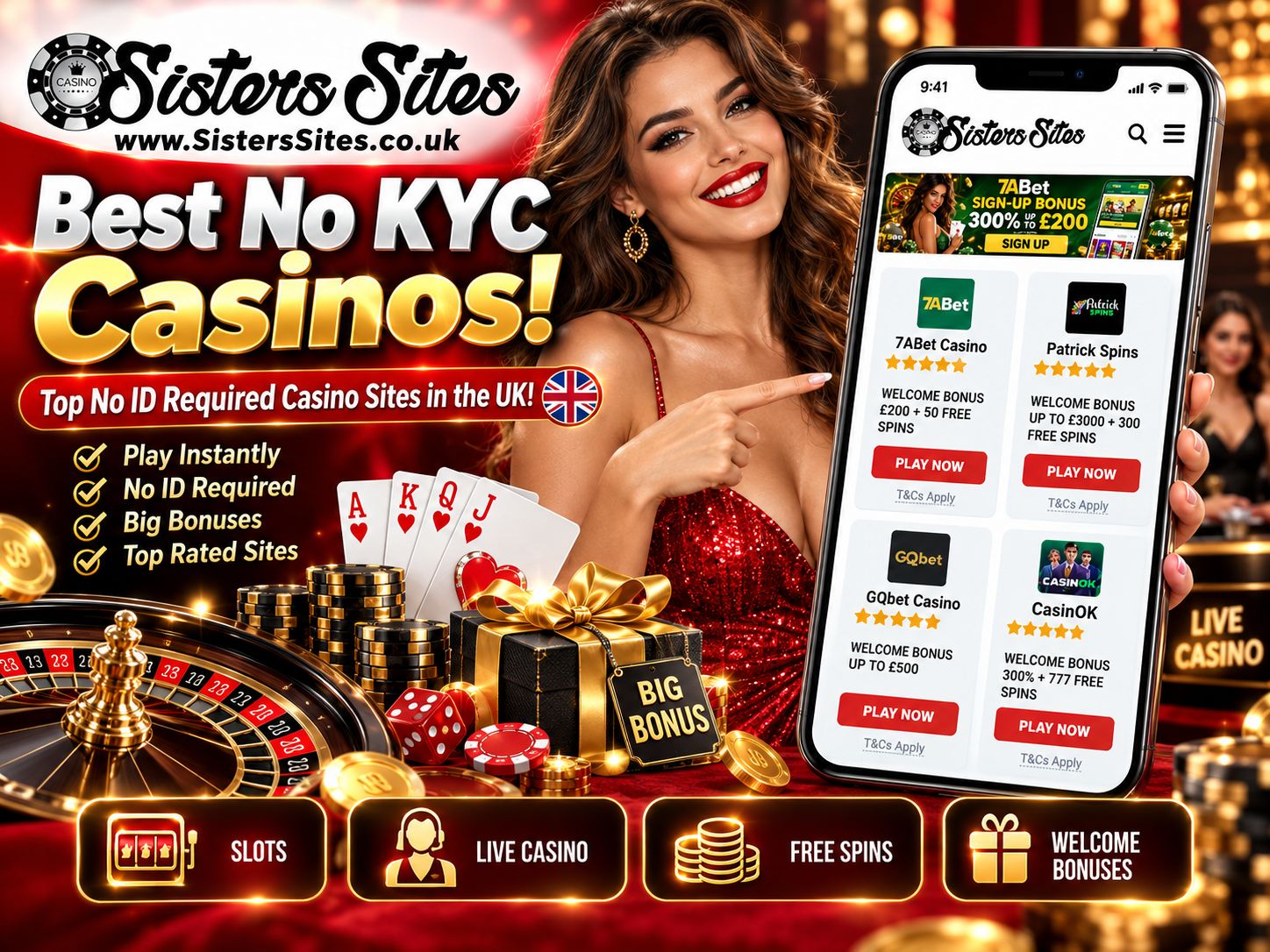 Best No KYC Casinos UK - Top No Verification Casino Sites for UK Players | SistersSites.co.uk Best No KYC Casinos UK - Top No Verification Casino Sites for UK Players