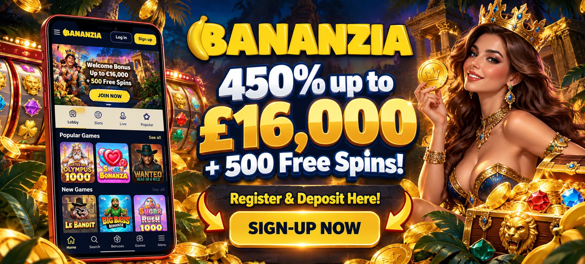 Bananzia Casino Bonus for UK Players - Exclusive only on SistersSites.co.uk