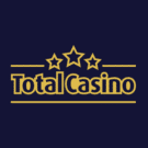 Total Casino logo in gold with three stars above the name and horizontal lines on a dark blue background.